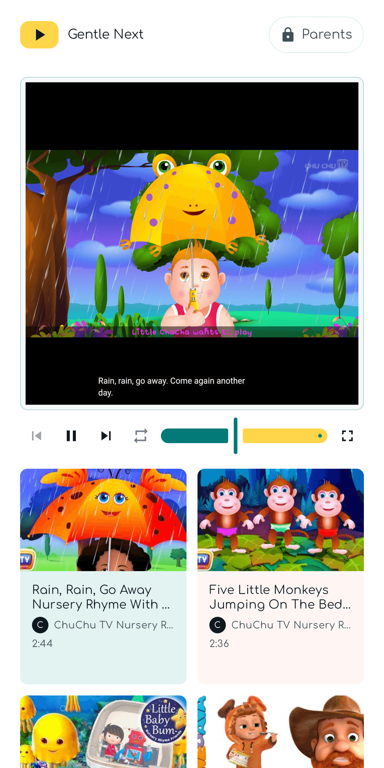 Gentle Next child playback screen
